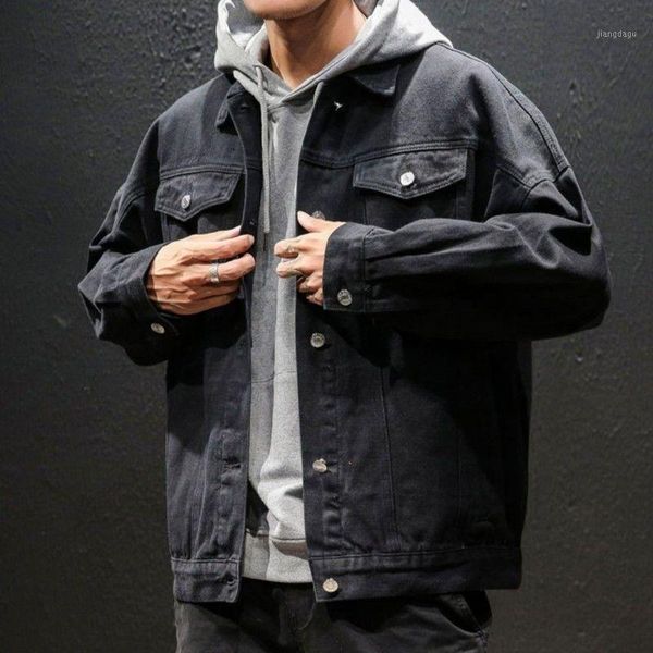 

men's jackets 2021 spring autumn fashion mens denim slim fit jeans jacket cotton outwear coat long sleeve male clothing s-3xl, Black;brown