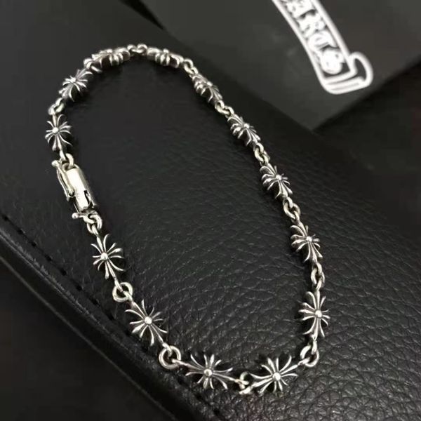 

croquet cross bracelet fashion hip hop trend punk thai silver trendsetter personality lovers bracelet, Golden;silver