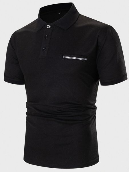 

men patched detail polo shirt l7ge#, White;black