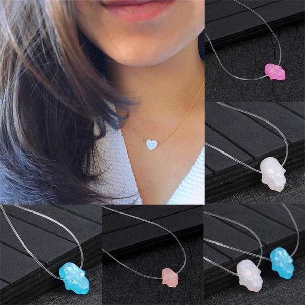 

elegant opals pendant choker chain necklace charm heart palm elephant neckace woman fashion jewelry gifts chokers, Golden;silver
