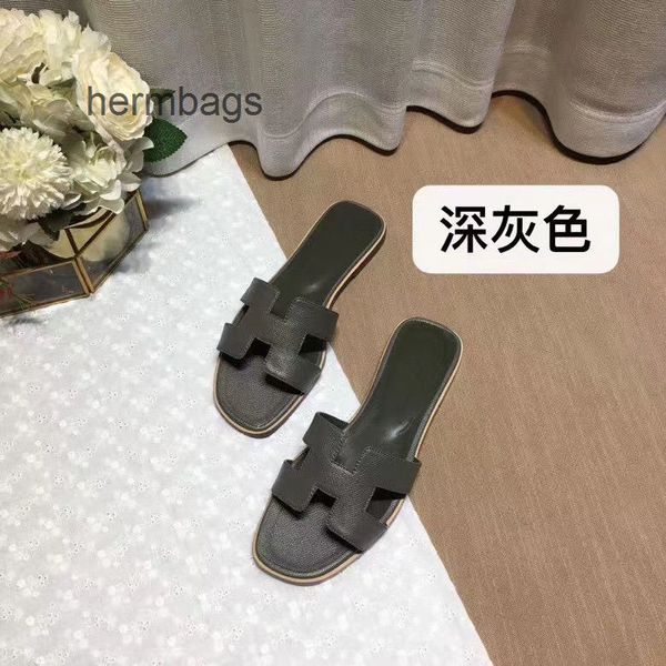 

women oasis sandal designer 2022 herme oran sandals slippers h women's summer leather flip flops wear flat beach outside t2di, Black