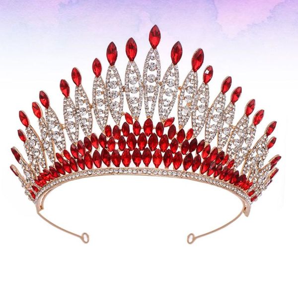 

hair clips & barrettes crystal crown attractive headdress hoop wedding elegant tiara girls accessory (red), Golden;silver