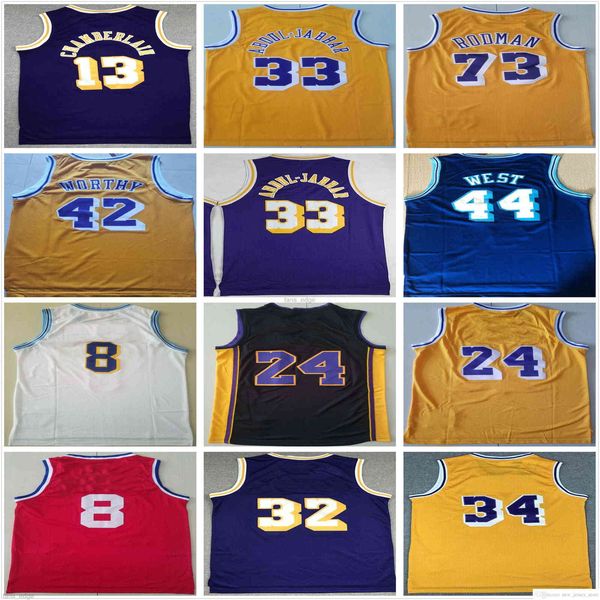 73 Dennis Rodman Retro Vintage Classic Basketball Maglie Maglia da uomo Jerry West Worthy Chamberlain