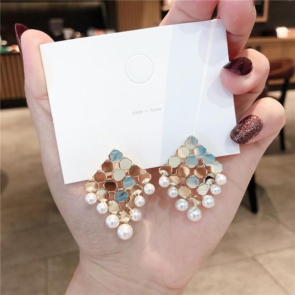 

dangle & chandelier stylish mermaid scale earrings cute shiny fish shape pearl modern party jewelry for women girls, Silver