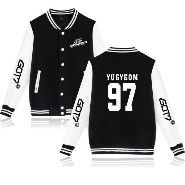 

men's hoodies & sweatshirts harajuku world tour got7 baseball jacket women kpop present you accessories fashion slim long-sleeve men, Black