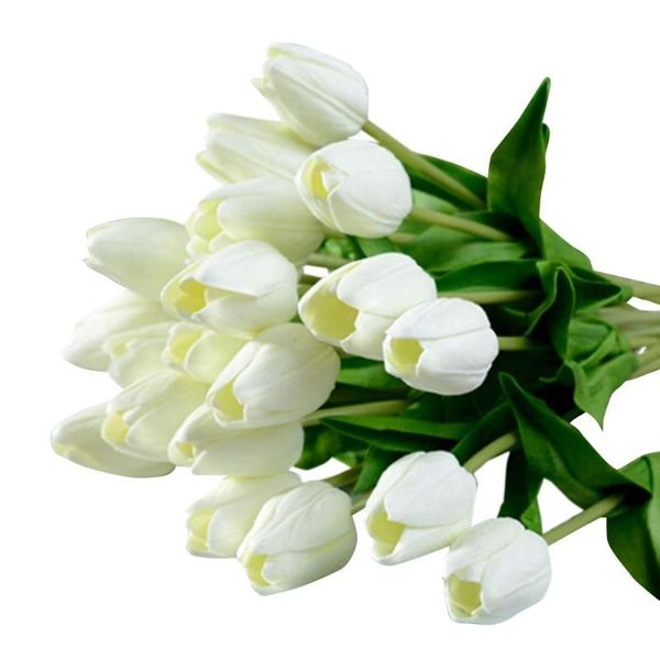 

decorative flowers & wreaths centerpieces table decor home pu artifical 10pcs white flower wedding decoration craft tulips natural