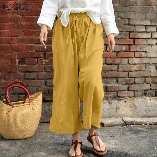 

women's pants & capris stylish women elastic waist summer solid long casual lace-up wide leg trousers vintage baggy pantalon 5xl, Black;white
