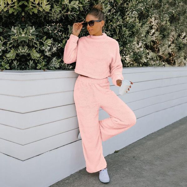 

women's two piece pants 2021 women elegant solid suits warm hoodie sweatshirts and long pant fashion 2 pieces sets oversized sweatshirt, White