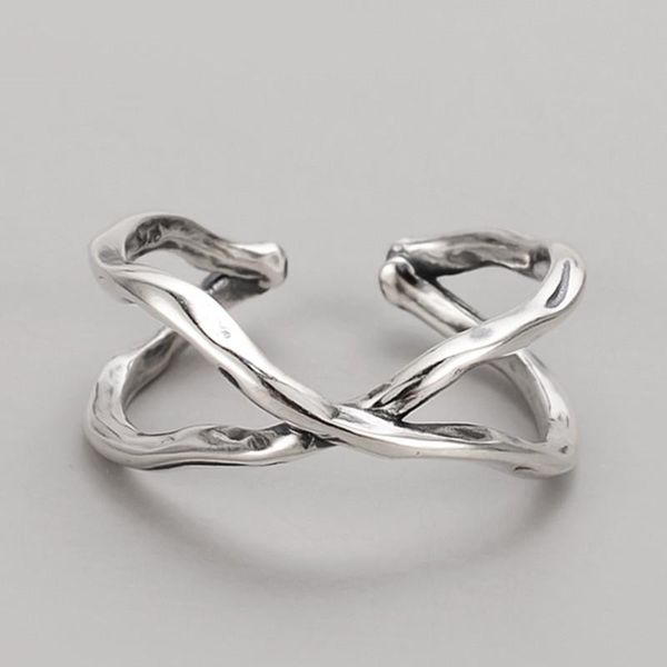 

wedding rings retro distressed cross ring for women female fashion personality simple opening adjustable jewelry gift, Slivery;golden