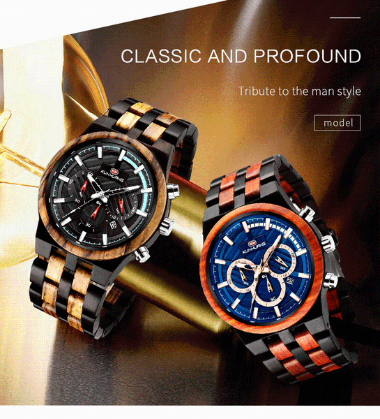 

wristwatches kun huang wooden watch men erkek kol saati luxury stylish wood timepieces chronograph military quartz watches in gift, Slivery;brown