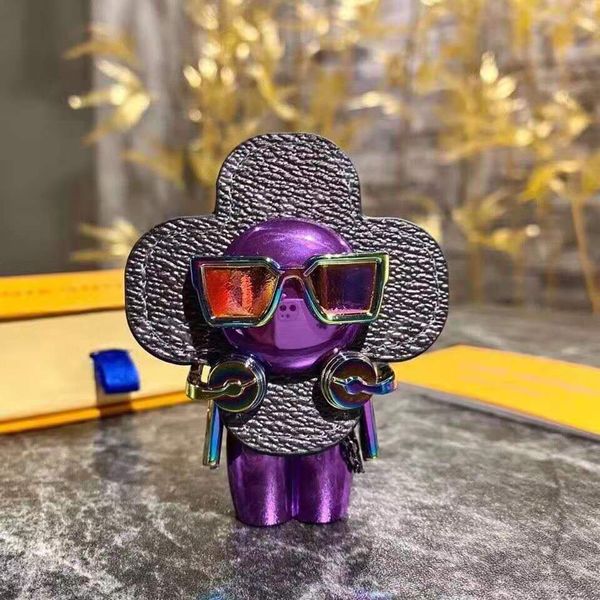 

designer letter wallet keychain keyring fashion purse pendant car chain charm brown flower mini bag trinket gifts accessories jone-21, Silver