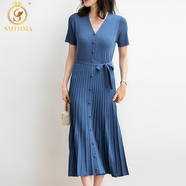 

summer knitted dress women casual short sleeve vintage elegant office sweater female single-breasted korean vestidos 210520, Black;gray