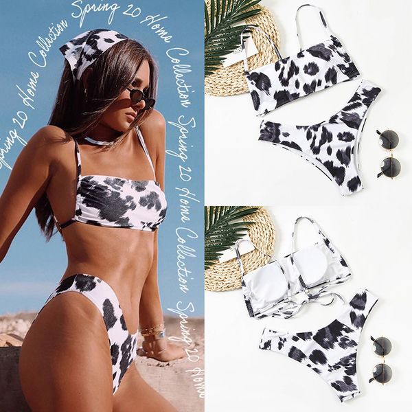 

split fashion women's swimsuit bikini, Black;white