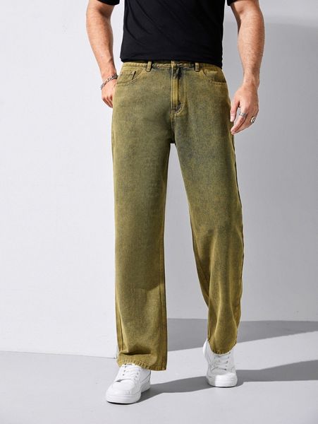 

men straight leg jeans k2th#, Blue
