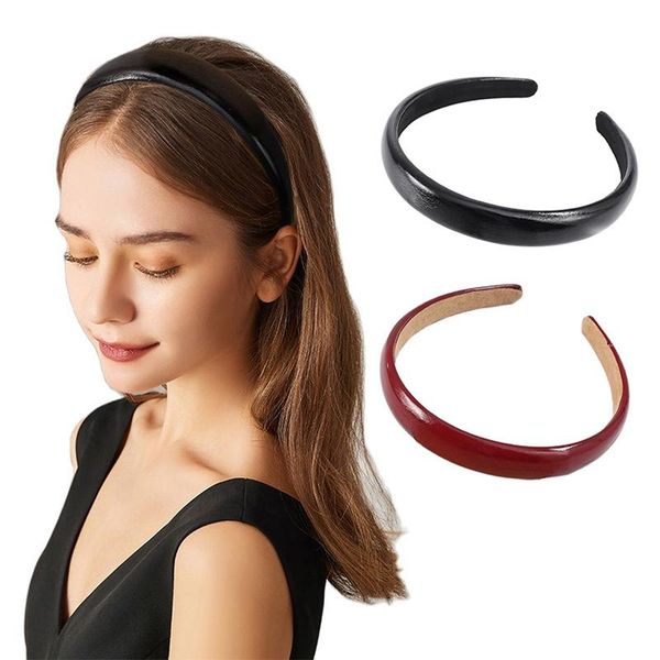 

hair accessories soild color hairband pu faux leather headbands for women hoop band fashion simple girls hairbands