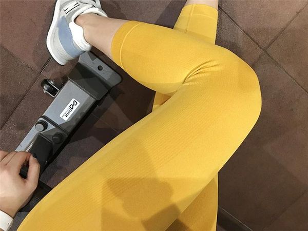 

yoga outfits seamless high waist pink pants comfy 3/4 length stretch sport gym leggings for women side stripes female jogging, White;red