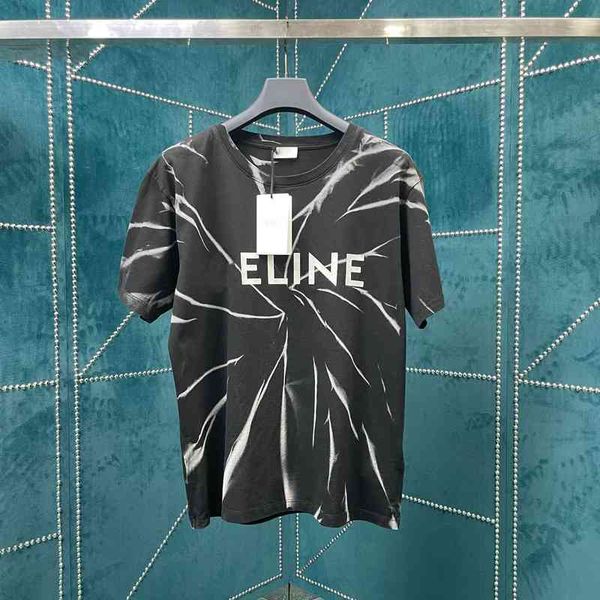 

spring and summer new saijia tie dye printing short sleeve round neck loose casual men's women's t-shirt trend, White;black