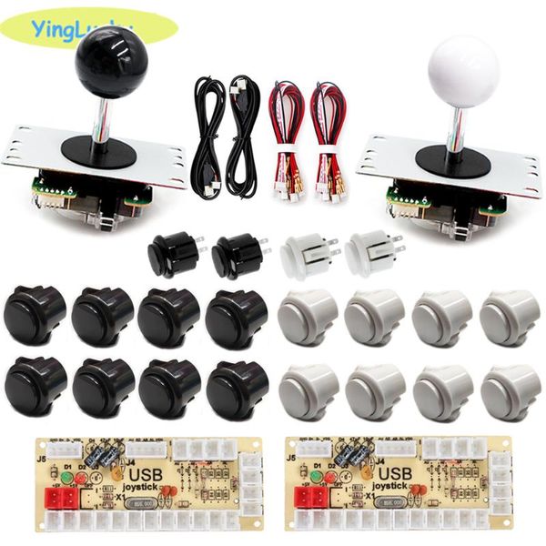 Gamecontroller Joysticks 2 Spieler Kit mit LED Arcade Joystick 5V Tasten USB Code Steuerplatine für Konsole