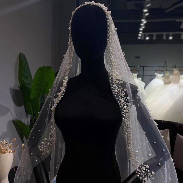 

bridal veils design with pearls, Black