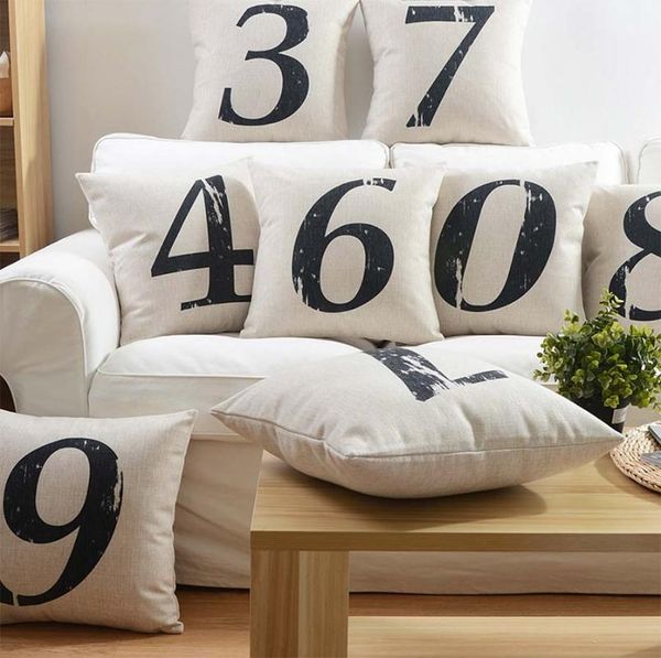 

vintage letter number square throw pillow/almofadas case child kid,european american cushion cover home decore cushion/decorative pillow