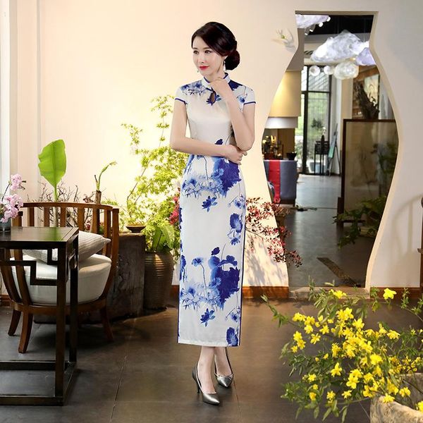 

shanghai story chinese women long qipao vintage elegant casual cheongsam lady handmade button quality dress plus size s-3xl ethnic clot, Red