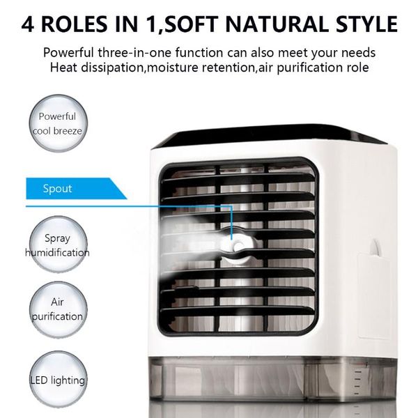 

electric fans 4in1 7 colors usb desk mini fan portable air cooler conditioner light deskcooling humidifier purifier