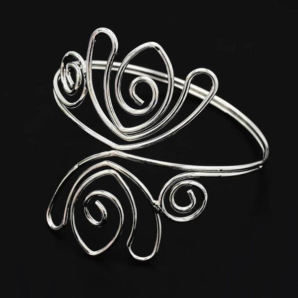 

charm bracelets punk gold coiled adjustable double open spiral upper arm cuff armlet armband bangle bracelet men women jewelry barcelets, Golden;silver
