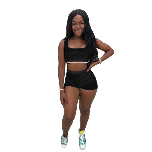 

women sports tracksuits two piece sets summer clothing outfits sleeveless tank shorts plus size s-2xl 5479, Gray