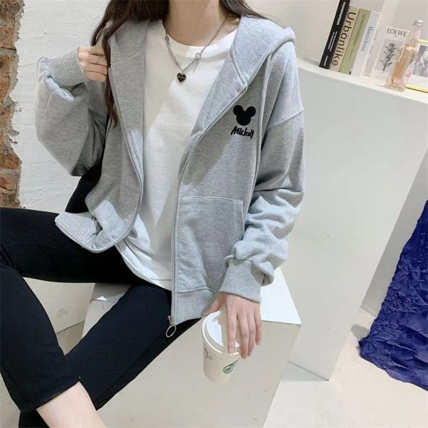 

luxury ets autumn and winter large loose casual cardigan outer terry cotton embroidery cartoon hooded women's sweater, Black;brown