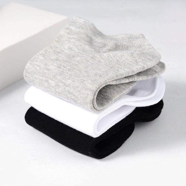 

men's socks 5 pairs man breathable sports solid color boat comfortable cotton ankle white black