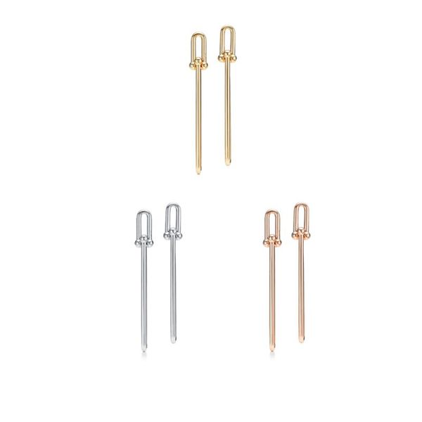 

stud style fashion exclusive double long chain earrings, Golden;silver