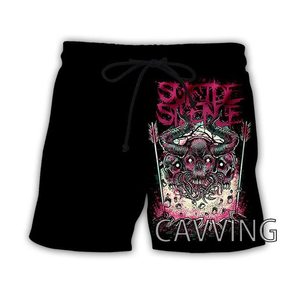 

men's shorts cavving 3d printed suicide silence summer beach streetwear quick dry casual sweat for women/men g01, White;black