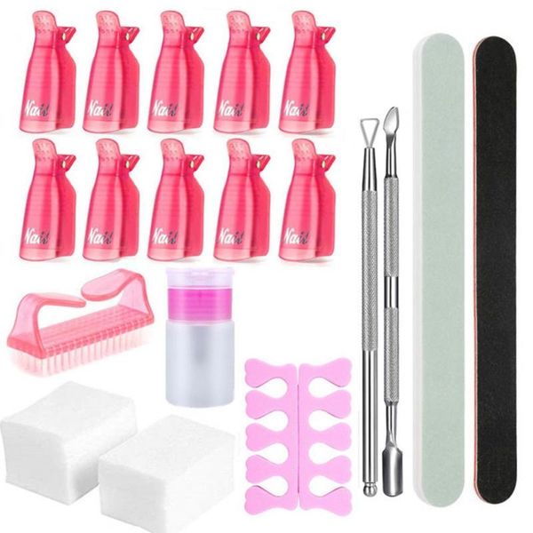

nail art kits 1 set tools naisl gel polish remover clips brush pad cuticle pusher file bottle manicure salon decor