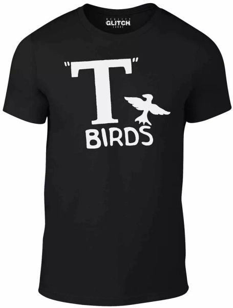 

t birds mens t-shirt - funny retro musical 70s joke grease fancy dress fashion, White;black