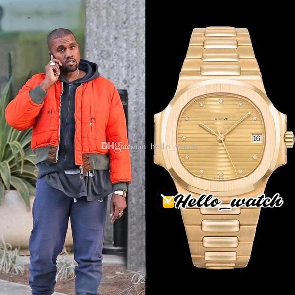 

gdf 40mm 5711 7118 5711/1a 7118/1r miyota 8215 automatic mens watch diamond marks gold textured dial 18k yellow all gold steel bracelet gent, Slivery;brown