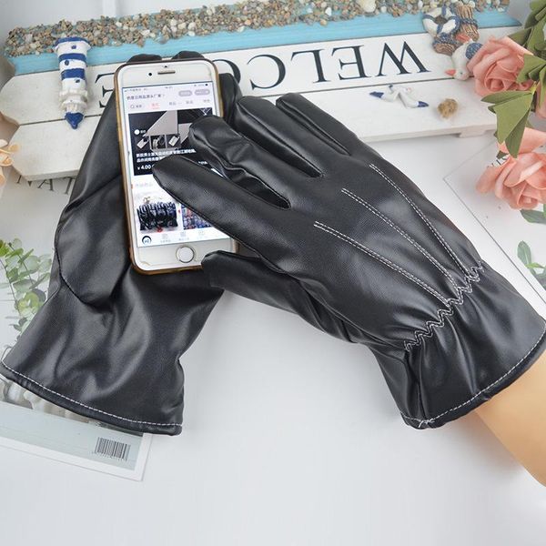 

five fingers gloves elegant women lambskin leather autumn and winter thermal trendy female male men, Blue;gray