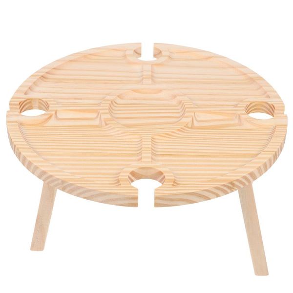 

camp furniture 1pc portable round table wood snacks storage food serving desk wine