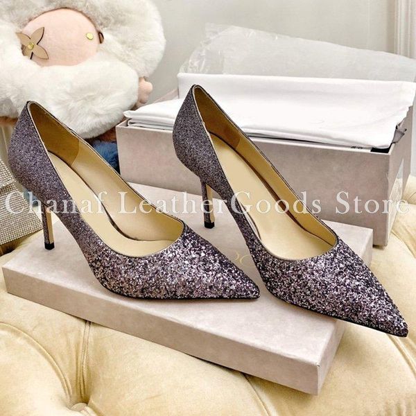 

dress shoes fashion luxury women wedding rhinestone high heels 8.5cm brand blingbling spiked pointed toes purple, Black
