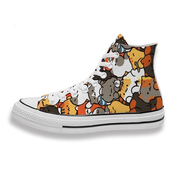 

custom printed cats playing together sneakers high mens womens running shoes skateboard diy trainers canvas casual shoe