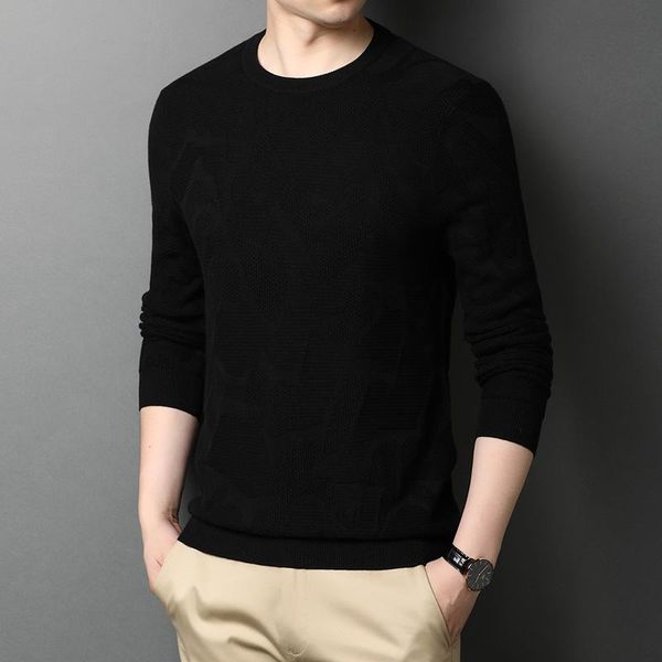 

men's sweaters 2021 autumn black round neck solid color sweater men long-sleeved trend slim handsome bottoming shirt 1620-343, White;black