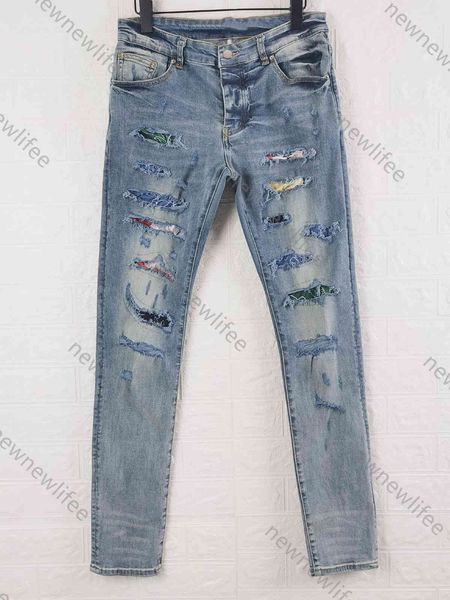 

2021ss designer jeans ainfor balm men's slim-fit ripped pants great quality man designers clothes spring plus size mens jeans 7ilt, Blue
