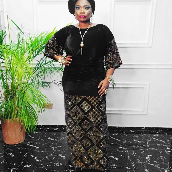 

ethnic clothing african skirt set dresses for women diamond clothes dashiki elastic bazin robe femme hiver 2021 famous suit lady, Red