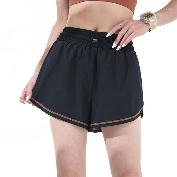 

yoga outfit built-in pockets loose quick-drying mid-waist sports shorts summer 2 in 1 women outdoor running fitness