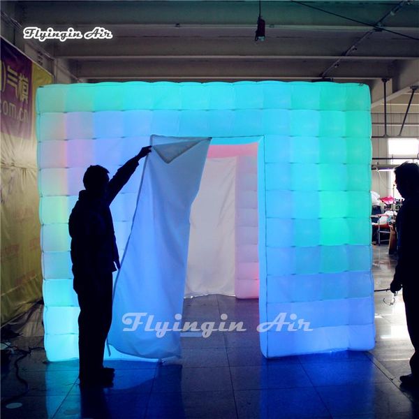 

party decoration and wedding backdrop 2.2m square inflatable led cube po booth with strip lights