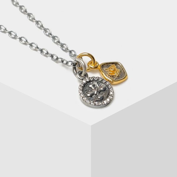 

amorita boutique cross crown round card design vintage necklaces 210506, Silver