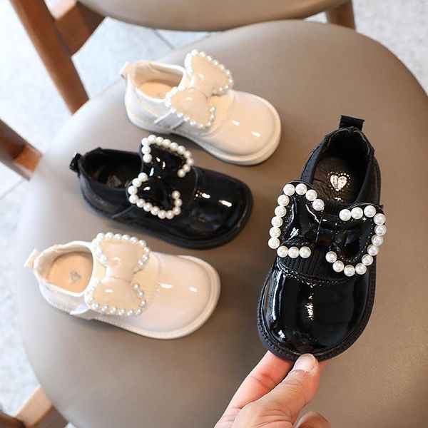

flat shoes children loafers fashion bow moccasins baby toddler flats girls leather princess kids spring/autumn single 03a, Black;grey