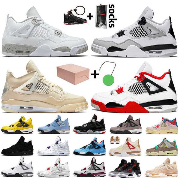

2022 women men jumpman 4 basketball shoes 4s white oreo sail infrared fire red military black cat university blue bred trainers wild things