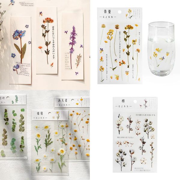 

5sheet plant flower pet sticker daisy cotton transparent stationery stickers diy scrapbooking lable gift wrap