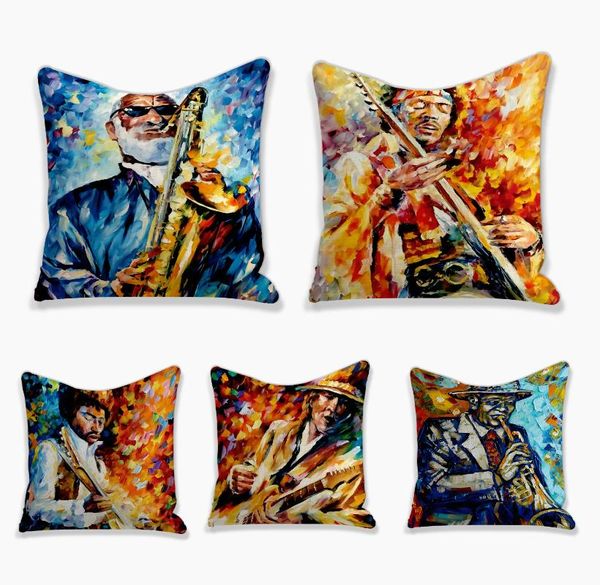 

pillow case painting singer square cushion cover polyester throw pillows cushions for home decor 45x45cm