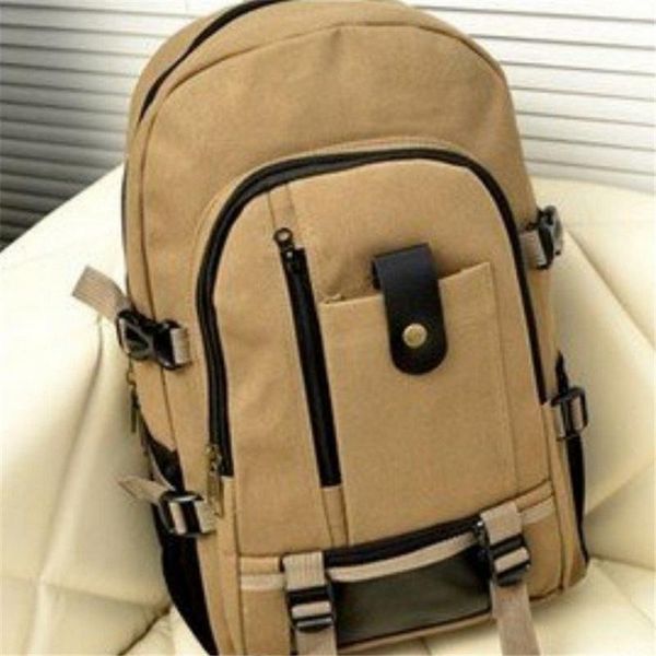 

backpack men's retro canvas large capacity school bag outdoor climbing solid color backpacks fashion casual travel sports
